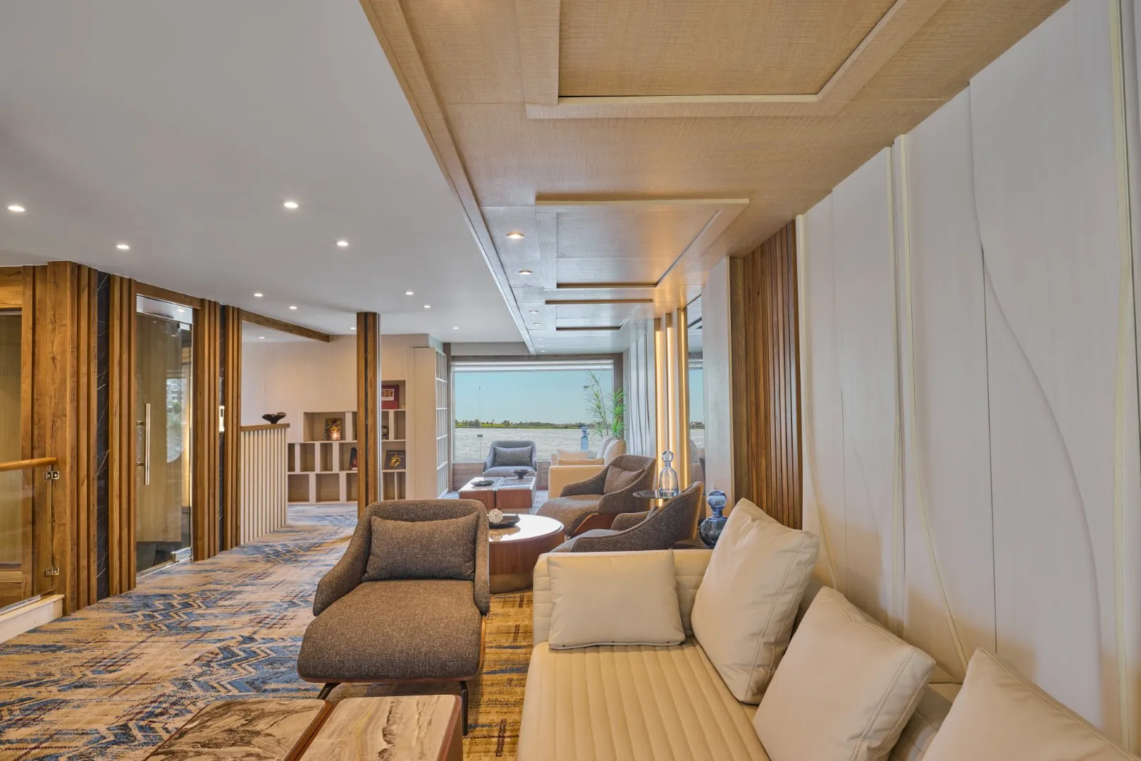 Lounge aboard the Cleopatra Luxury Cruise & Spa Nile cruise
